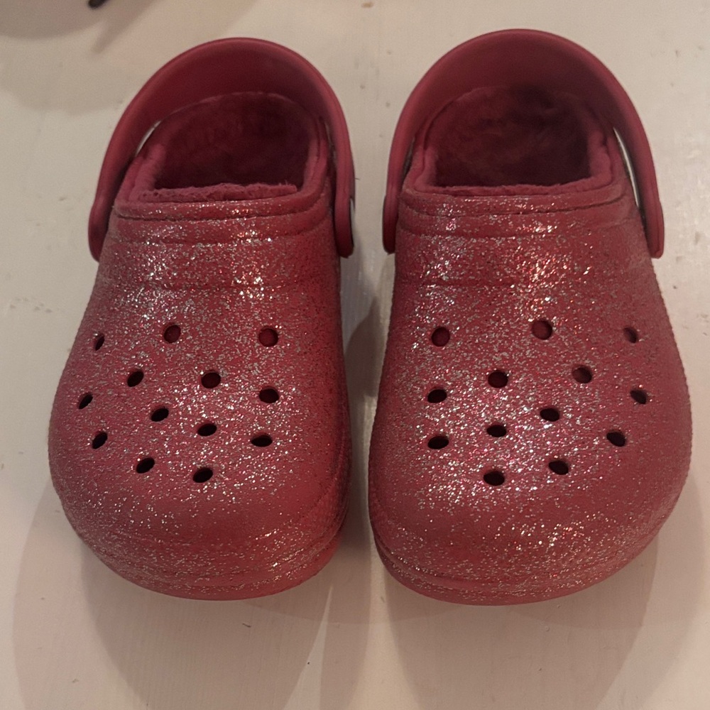 CROCS Kids Lined Classic Crocs Sparkly Pink